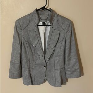 White House black market Jacket Woman’s Gray 3/4 Sleeve Button Blazer size 10